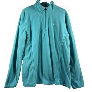 Eddie Bauer Women's Fleece Top Size XL Aqua Blue Long Sleeve 1/4 Zip Pullover